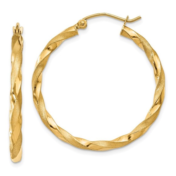 14k Polished & Satin Twisted Hoop Earrings,All Products : American Fashion Style Bags On Sale